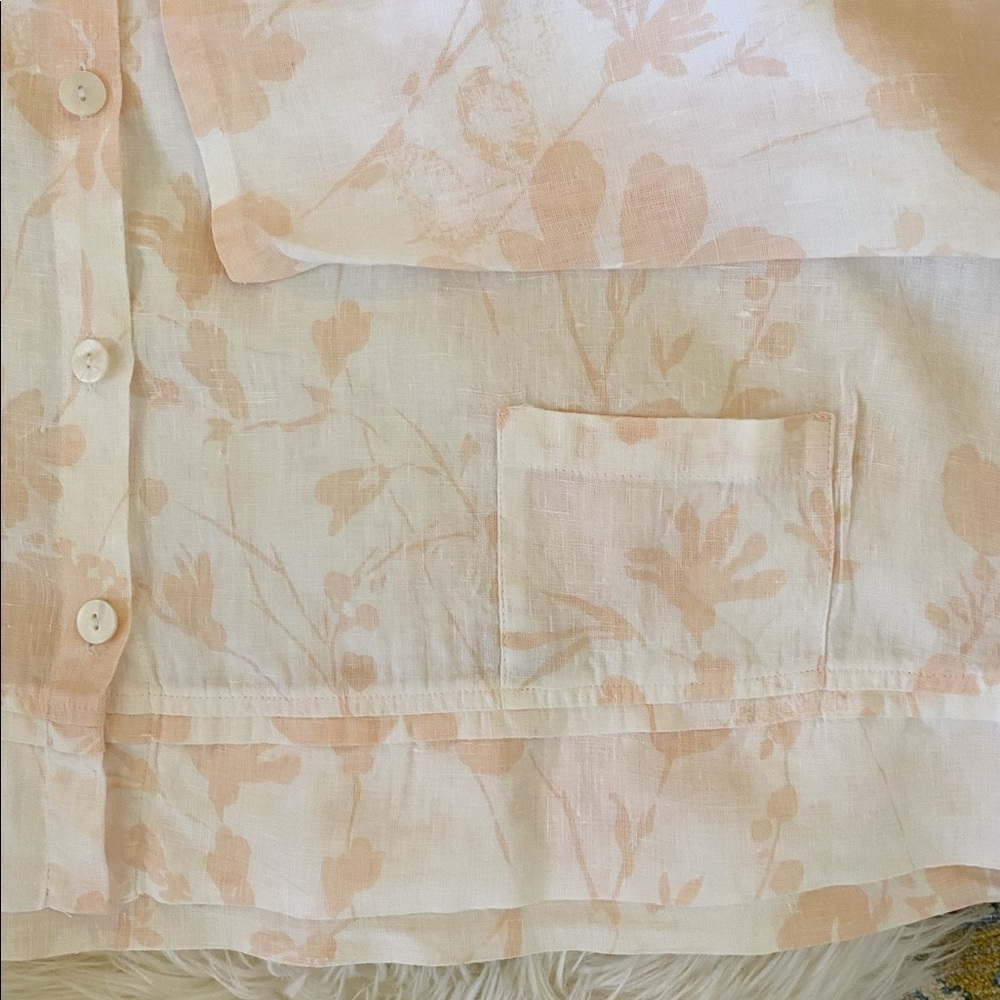 Flax Linen Pink/Peach Floral Blouse Size 2G (22/24) - Picture 2 of 4